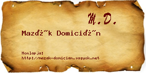 Mazák Domicián névjegykártya